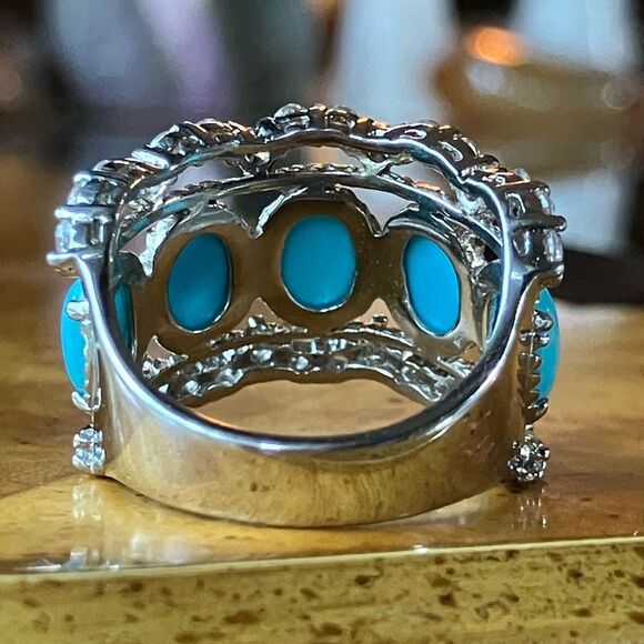 Sleeping Beauty Turquoise Sterling Silver Ring Size 6.75 - Picture 5 of 9